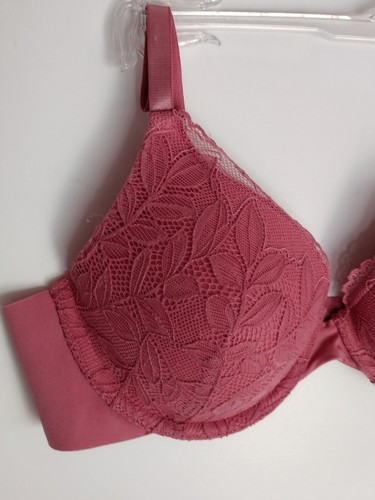 MAIDENFORM 34B PINKISH P00798 LIGHTLY PADDED CUPS UNDERWIRE FLORAL DEMI BRA - Picture 3 of 14
