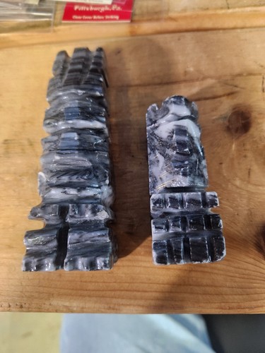 Ricambio pietra grigia re azteco scacchi pezzo 3 7/8" dal Messico con 1 pedone - Foto 15 di 15