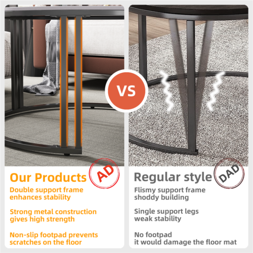 Modern Glossy Finish Sintered Stone Coffee Table Nested Set Sofa Side End Tables - Picture 227 of 329