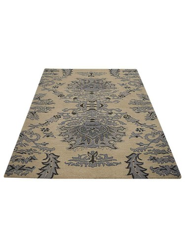 Umweltfreundlicher handgetufteter Wollteppich Floral Beige Blau BBH Homes BBK00937 - Bild 3 von 5