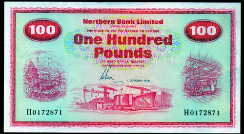 Banconota £ 100 dal 1970 al 2005 North Bank ltd Belfast vera cartamoneta molti gradi - Foto 1 di 14