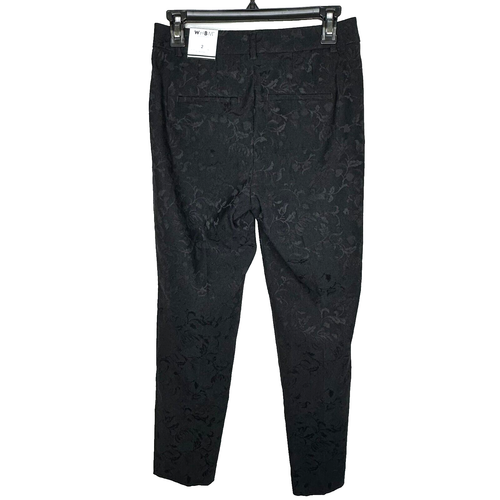 Pantalone alla caviglia slim jacquard White House Black Market taglia 2 nero floreale elasticizzato - Foto 3 di 18