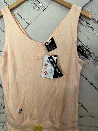 Nike Girl's Heritage Romper Peach French Terry Adjustable Waist XL New - Picture 4 of 9