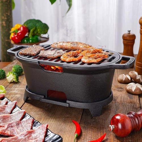 Portable Cast Iron Hibachi Grill Tabletop Charcoal BBQ Outdoor Camping 2 People - Picture 6 of 6
