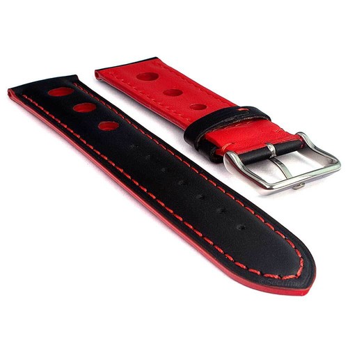 Herren Echt Leder Uhrenarmband Band Rallye Racing Style 18 20 22 24 Tempo MM - Bild 6 von 12