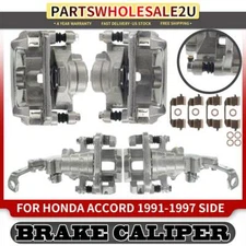 4Pcs Front & Rear Brake Caliper w/ Bracket & Pistion for Honda Accord 1991-1997