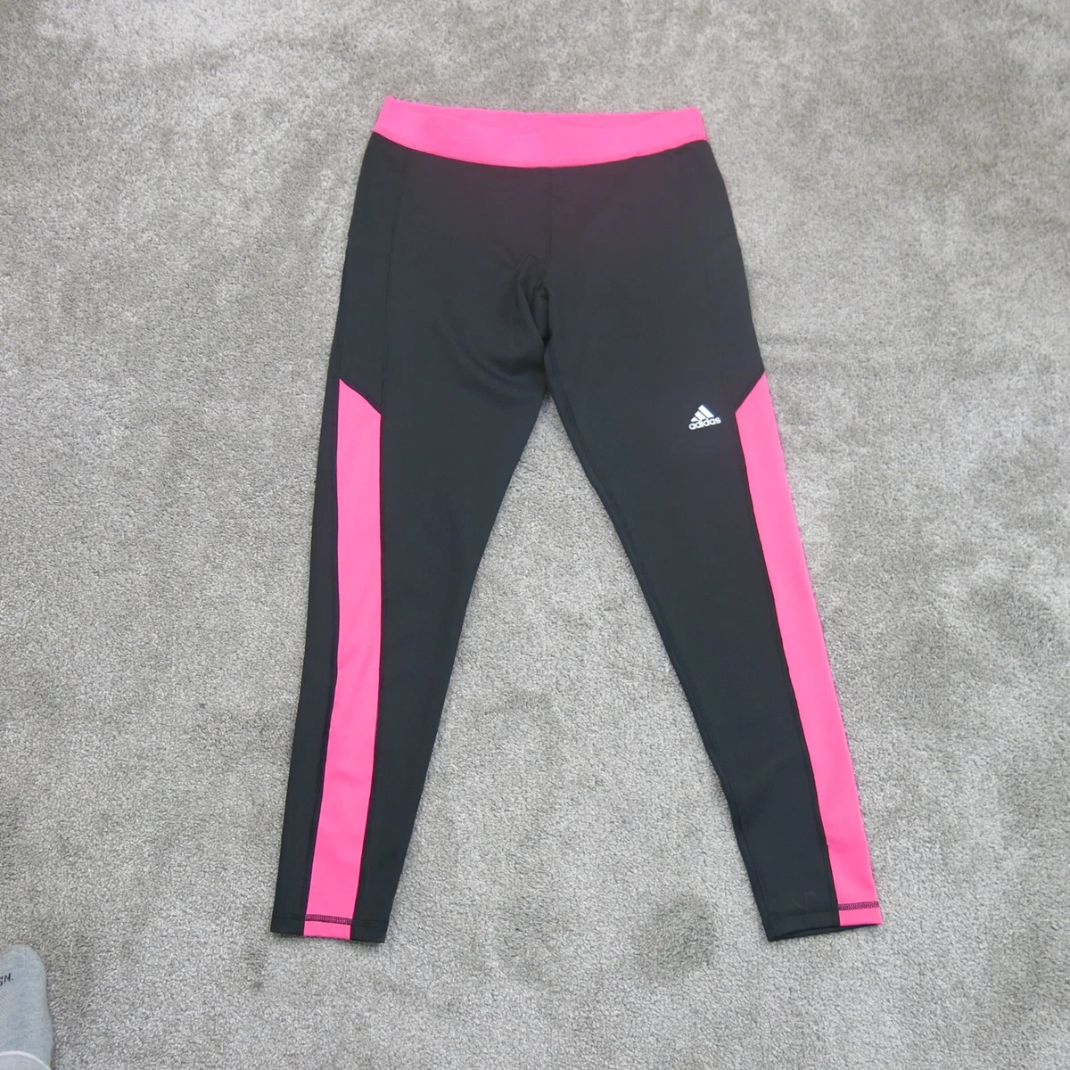 Adidas Women Techfit Legging Low Rise Elastic Waist Climalite Black Pink  Size L