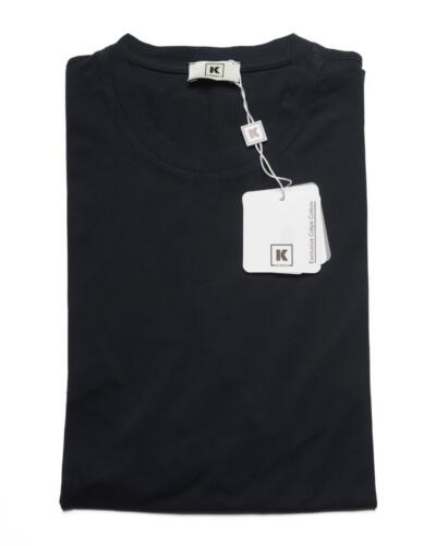 Kired Kiton $ 250 marineblau kreppig Baumwolle kurzärmlig schmale Passform T-Shirt M (50 IT)