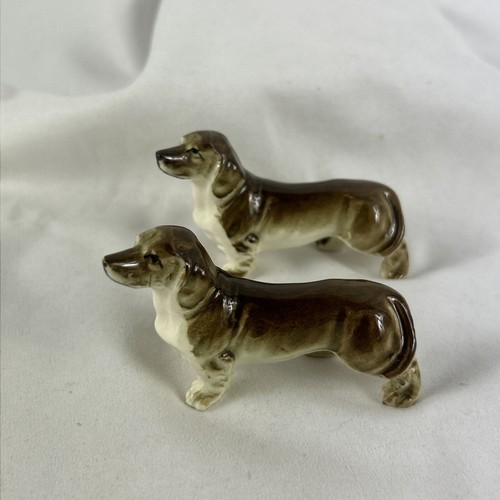 Dachshund Wiener Dog Figurine Set Of 2 Brown Gray Porcelain 1.5” X 3” - Picture 2 of 6
