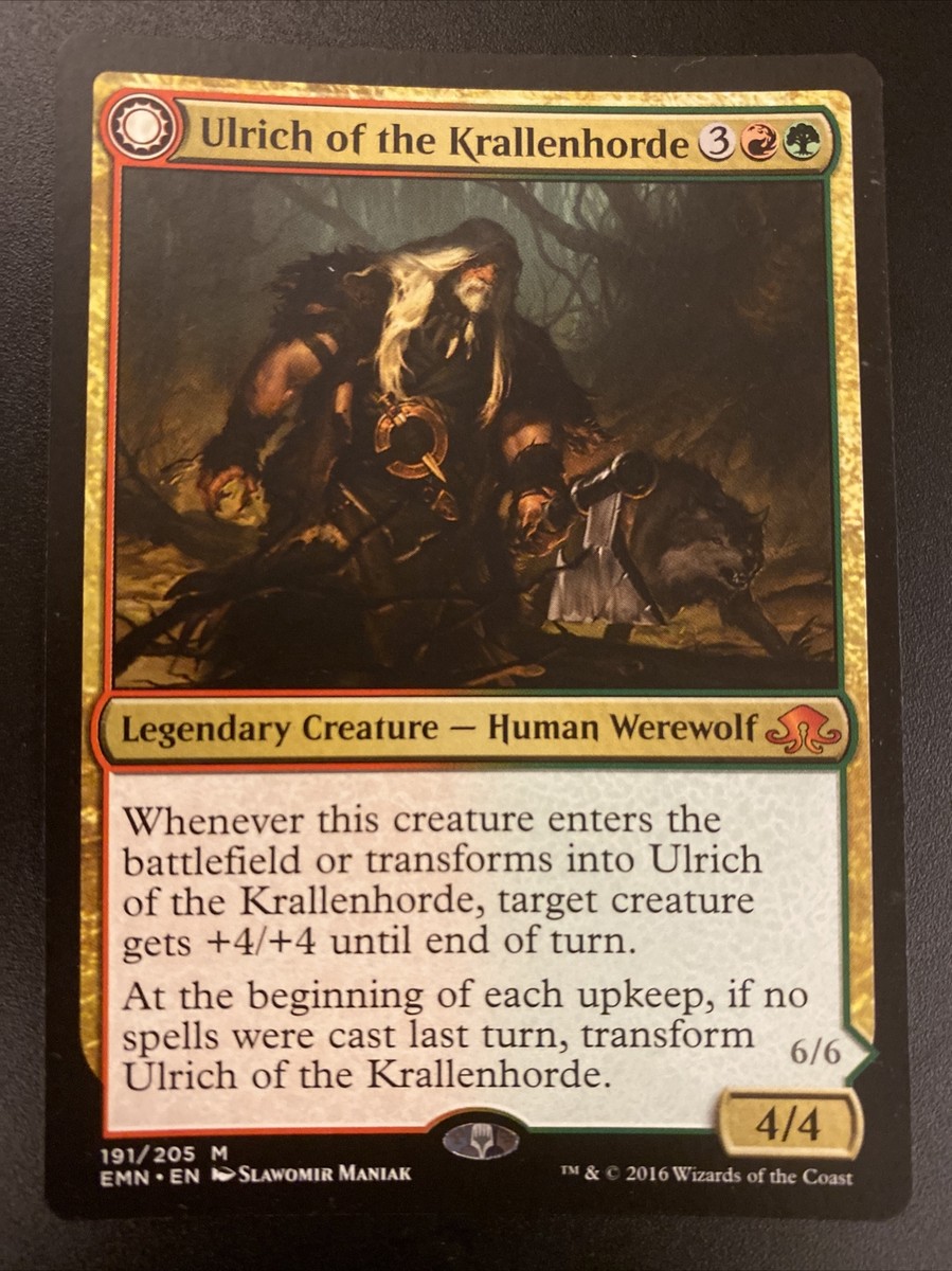 Ulrich of the Krallenhorde // Ulrich Uncontested Alpha 1x FOIL EMN MTG Eldritch Moon Mythic NM+ red green Ulrich of the Krallenhorde // Ulrich Uncontested Alpha 1x FOIL EMN MTG Eldritch Moon Mythic NM+ red green