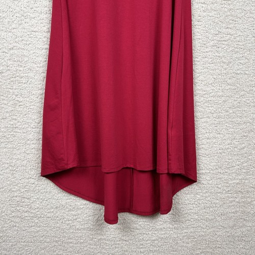 Lularoe Dress Womens XS Red Carly Hi-Low Short Sleeve Pull Over Pocket - Picture 3 of 7