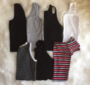 Crop-Tops-Lot-Of-6-White-Black-Red-Gray-Gym-Shirts-Size-Small-Women-s-Or-Juniors