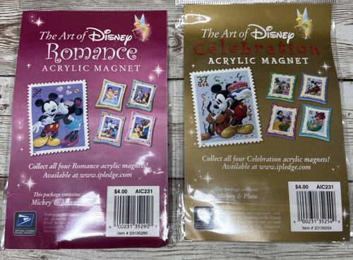 Posten 2 Neu in Verpackung Disney USPS Briefmarken feiern, Romantik Acryl Magnet - nicht mehr produziert/selten! - Bild 2 von 8
