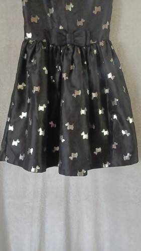 Gymboree Girl's Size 7 Elegant Party Sleeveless Dress Black Metallic Scottie Dog - Picture 3 of 11