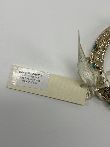 Bangle Bangle By Amrita Singh Gold/Turquoise Bangle Bracelet Set of 5 New - Picture 6 of 6
