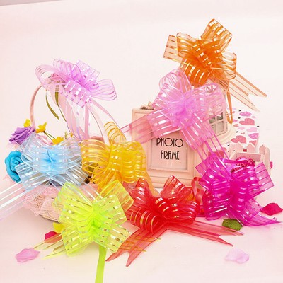 Large 50MM Pom Pom Bow Organza Ribbon Pull Bows Wedding Party Decor Gift Wrap