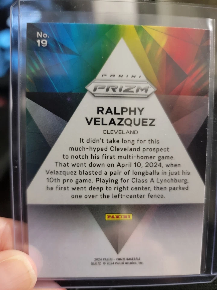 2024 Panini Prizm Baseball Prizmatic Ralphy Velazquez #19 Cleveland Guardians RC - Image 2 of 2