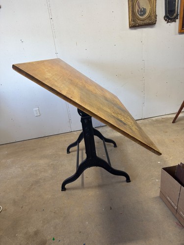 Antique cast iron drafting table architect dining industrial Dietzgen 1900 draw - Picture 6 of 18