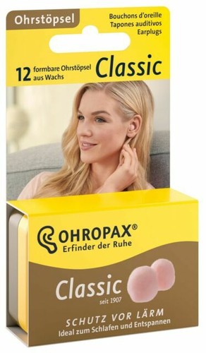 OHROPAX Classic Wax Ear Plugs for Noise Reduction, Sleep, Study (12 Ear Plugs) - Picture 1 of 1