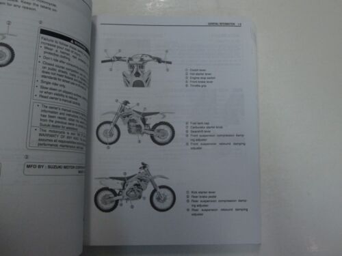Suzuki RM-Z450 Propietarios Tienda Taller Servicio Manual OEM 99011-35652-03A K7 - Imagen 8 de 12