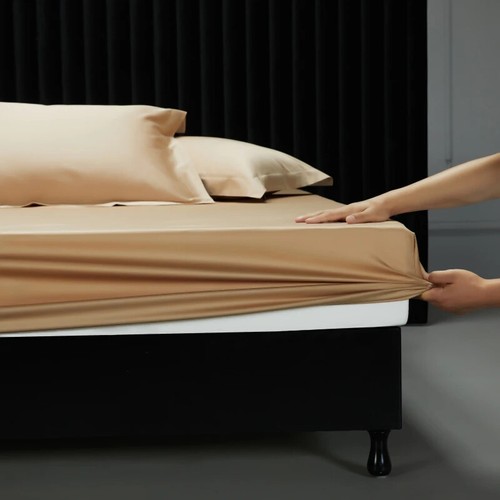 Ägyptische Baumwolle Spannbetttuch Einfarbig Bettlaken Matratzenbezug Gummiband - Bild 13 von 35