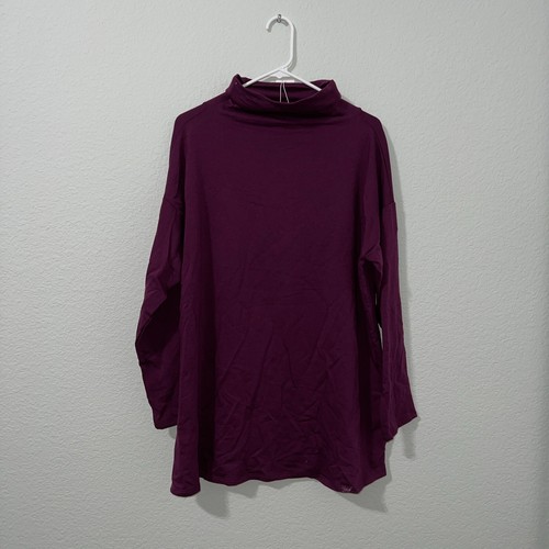 Neu mit Etikett $ 148 Eileen Fisher gemütliche angeraute Marmelade Tencel hoher Trichterausschnitt Tunika Large