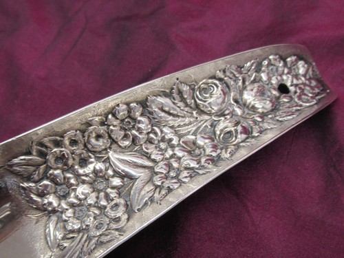 Antico corno per scarpe STIEFF, Baltimora ARGENTO STERLING Repousse 6" - Foto 2 di 9