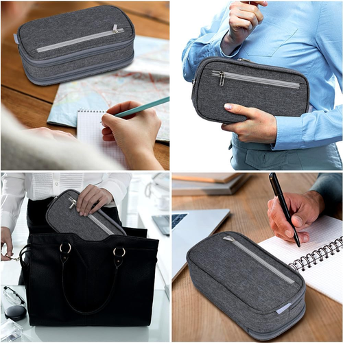 Big Capacity Pencil Case Large Pencil Bag Pouch 3 Compartments High Storage Pen - Picture 7 of 7