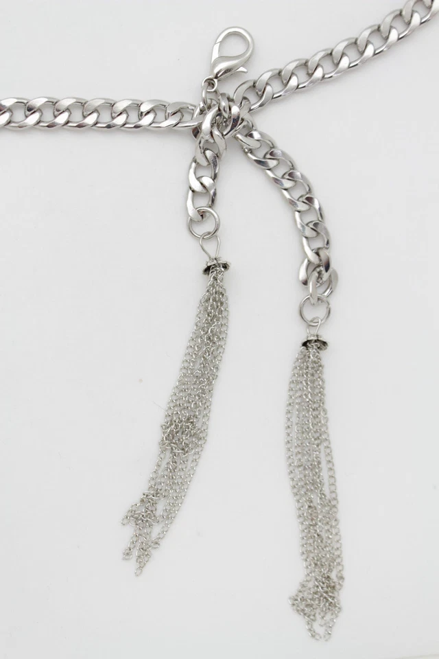 New Women Belt Hip High Waist Silver Metal Chain Long Fringes Wrap Around S M L - Image 4 of 4