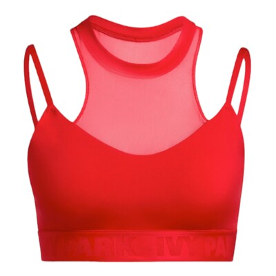 Ivy Park Adidas Red Mesh High Neck Sports Bra High Rise