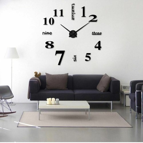 Modern DIY Large Wall Clock 3D Mirror Surface Sticker Big Number Watch Decor - Picture 6 of 7