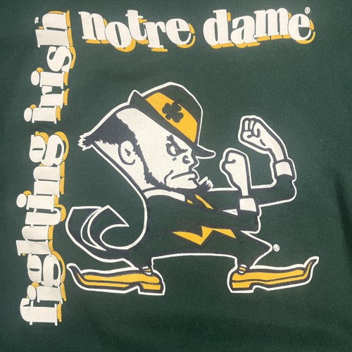 Vintage Notre Dame Fighting Irish Rundhalsausschnitt grün Logo Teamname Maskottchen PM Sport - Bild 3 von 5