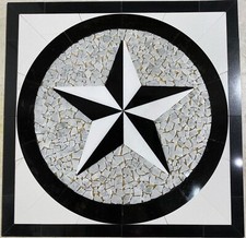 Texas Star Floor Medallion Marble 24  x24  