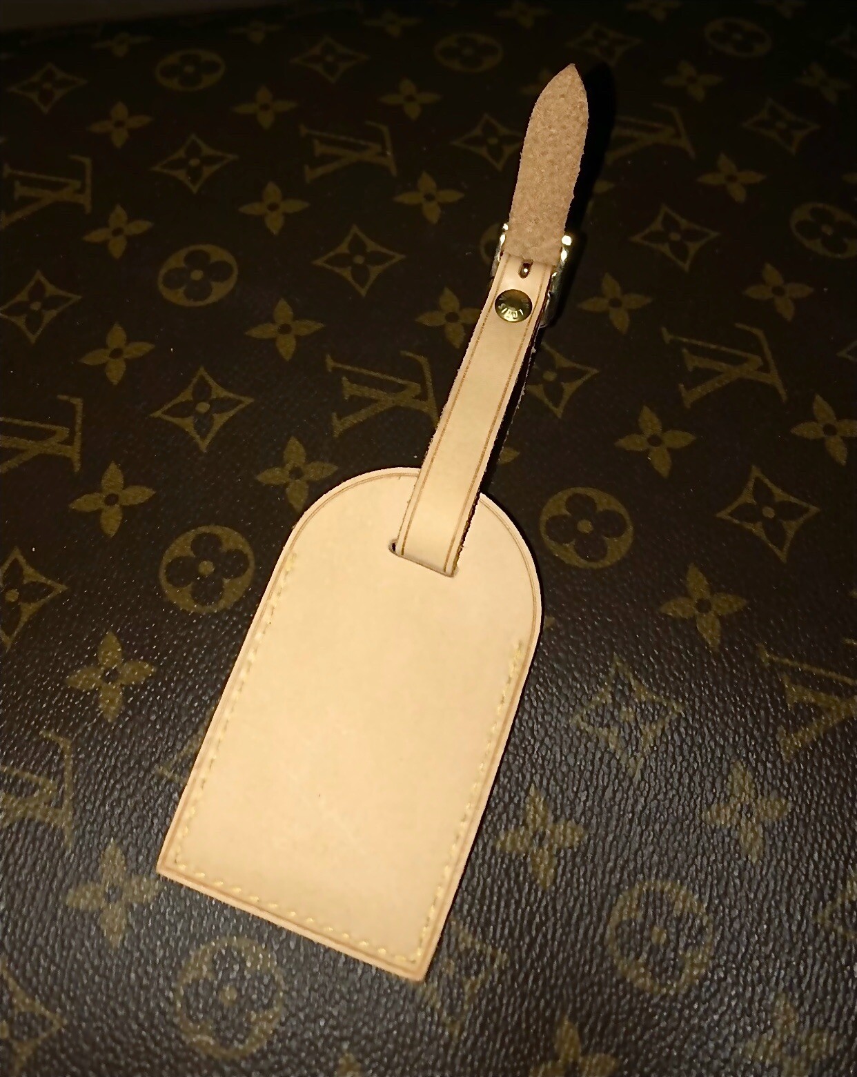 Louis Vuitton Rare Brown Leather Luggage Tag Bag Charm Speedy Keepall EPI 24lvs121