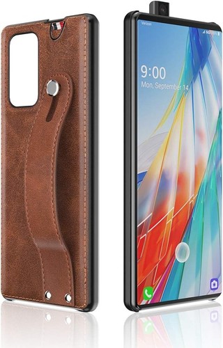 Case for LG Wing 5G with Handle, PU Leather with Support for Rotary Mode Brown - Picture 4 of 9
