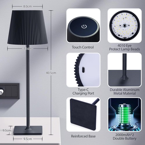 2 Packs LED Table Lamp Desk Light with Touch Control Dimmable Night Light Y1M9 - Picture 4 of 7