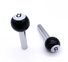 Pair Black 8 Ball Pool Door Lock Knobs Cars Trucks - SAE #10-32 Thread