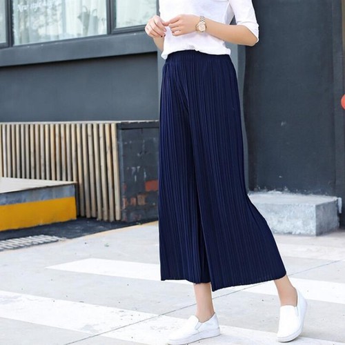 Ladies Womens Trousers Culottes Wide Leg Loose Harem Pleated Bottoms Plus Size - Picture 8 of 21
