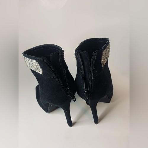 I. Miller Black Peep-toe Diamond Trim Heeled Boots/Booties- size-6.5 - Picture 6 of 9