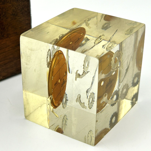 Vtg Sony Lucite Cube Floating Watch Parts Paperweight Swiss Made Suspended Time - Picture 6 of 11