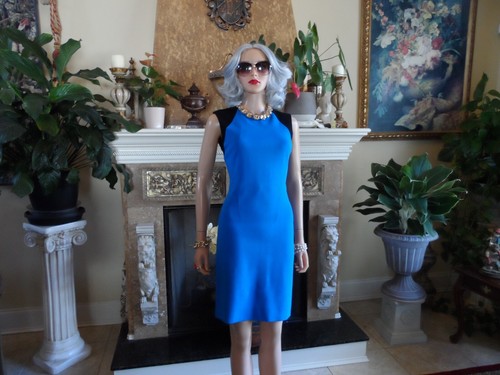 Emilio Pucci Azure Blue/Black Knit Sheath Dress Size US 8 - Picture 2 of 23