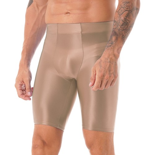 Pantaloncini corti uomo a compressione lucidi fondo stretto leggings fondo allenamento - Foto 78 di 121
