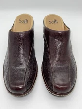 Sofft London Women's Brown Tooled Leather Mules Clogs Shoes 8M Style# 1009450