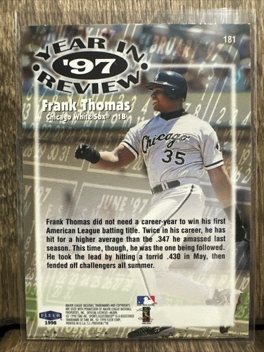 FRANK THOMAS 1998 Fleer Sports Illustrated #181 Year in Review '97 White Sox - Picture 2 of 2