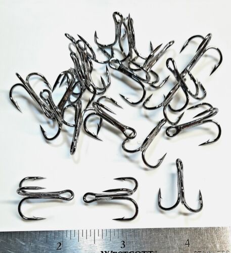 25ct SIZE 4 Treble Hooks * BLACK NICKEL * Fishing - SUPER SHARP! - Picture 3 of 4