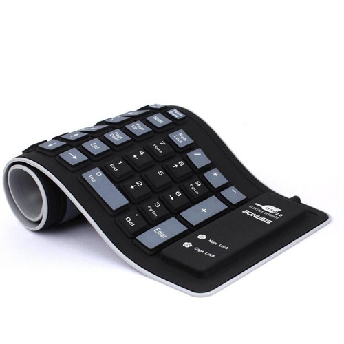 Wired Keyboard Foldable Silicone USB Flexible Waterproof Slim For PC - Picture 4 of 5