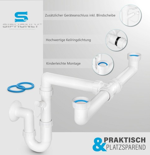 Raumspar-Spültischsiphon 6/4"- DN 40 | Ablaufgarnitur für Doppel-Spülbecken - Bild 2 von 7