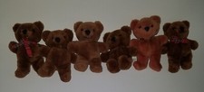 6 VTG Dakin 1983 Brown 6" Teddy Bear Plush Lot Stuffed Animal Toy Lovey