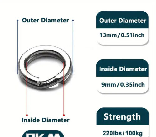 Split Rings Hardened Stainless Steel Ultra Heavy Duty Hoop Fishing Links Hoops - Picture 55 of 72