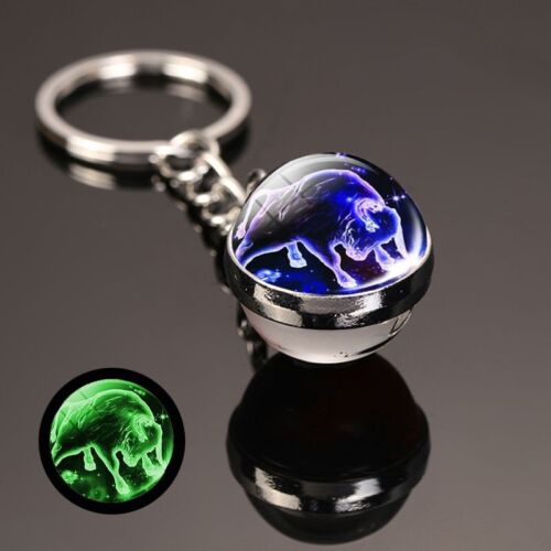 Zodiac Ball Pendant Keychain - Glass Luminous Keychain Women Key Chain Holder - Picture 3 of 24